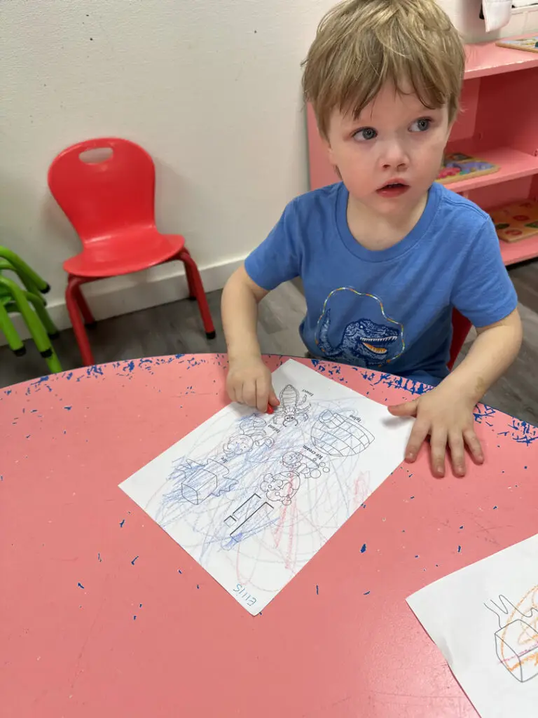 Children learning and playing in a classroom at Sunshine Daycare, Lewisville TX