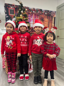 Children dressed up for the Christmas celebration